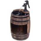 Outsunny Wooden Barrel Water Fountain w/ Electric Pump
