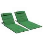 Outsunny 2pk Beach Mat Seat Adjustable Back w/ Bag - Green