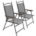 Outsunny Patio Garden Chairs w/ Foldable Design - Grey