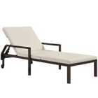 Outsunny Rattan Sun Lounger w/ Adjust Backrest - Cream