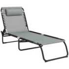 Outsunny Beach Chaise Lounge, 4 Positions - Light Grey