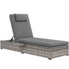Outsunny PE Rattan Lounger w/ Cushion