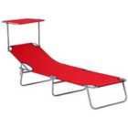 Outsunny Reclining Sun Lounger Chair - Red