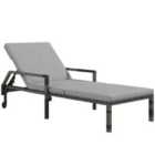 Outsunny Rattan Chaise Sun Lounger w/ Backrest & Wheels