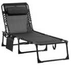Outsunny Portable Lounger Reclining Camping Bed - Black