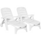 Outsunny 2pc Folding Sun Lounger Recliner - White