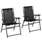 Outsunny 2pc Patio Folding Chair Portable Loungers - Black