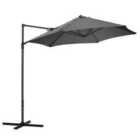 Outsunny 2.5m Cantilever Parasol w/ Cross Base - Dark Grey