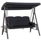 Outsunny Outdoor 3 Seat Swing Chair w/ Cushions - Black