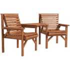 Outsunny 2 Seater Companion Seat w/ Coffee Table - Tan Brown