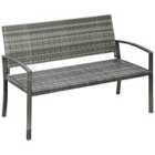 Outsunny Rattan Loveseat 2 Seater Chair w/ Armrests Grey
