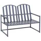 Outsunny Steel Patio Garden Bench Loveseats - Grey