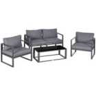 Outsunny 4pc Sectional Single Sofa Table Set w/ Cushions