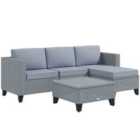 Outsunny 5pc Set w/ Corner Sofa/Table/Cushion - Grey