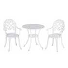 Outsunny 3pc Aluminium Bistro Table Set - White