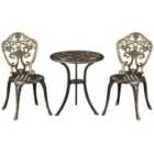 Outsunny 3pc Cast Aluminium Bistro Set w/ Parasol Hole
