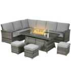 Outsunny 7pc Furniture Set w/ 50k BTU Gas Fire Pit Table
