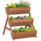 Outsunny 3 Tier Raised Garden Bed Wooden - Brown