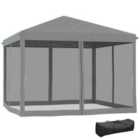 Outsunny 3x3m Heavy Duty Pop Up Gazebo w/ Sidewalls - Grey