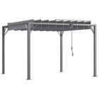 Outsunny 3x3m Louvered Metal Pergola w/ Retractable Roof