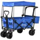 Outsunny Trolley Cart Storage Wagon 4 Wheels - Blue