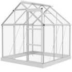 Outsunny 6x6' Polycarbonate G/house w/ Sliding Door - Silver