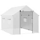 Outsunny 2x3m Polytunnel Greenhouse w/ Wide Door - White