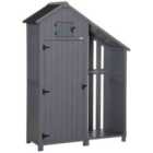 Outsunny Garden Wooden Tool Shed w/ 3 Shelves - Grey