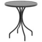 Outsunny 66cm Round Patio Table w/ Steel Frame - Black