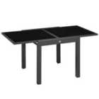 Outsunny Extendable Dining Table w/ Glass Tabletop - Black