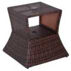 Outsunny Rattan Side Table w/ Umbrella Hole