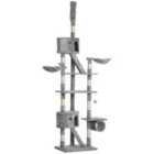 PawHut 240-260cm Cat Tree w/ Scratching Posts - Grey