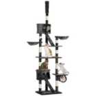 PawHut 240-260cm Cat Tree with Scratching Posts - Dark Grey