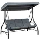 Outsunny 3 Seat Canopy Swing Chair - Dark Grey
