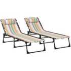 Outsunny 2pc Folding Beach Chair w/ 4 Positions Multi
