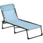 Outsunny Folding Beach Chair w/ 4 Adjustable Positions Blue