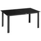 Outsunny Dining Table for 6 w/ Glass Tabletop Black