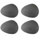 Mikasa Pebble-shaped Faux-leather Placemats, Set Of 4, Grey, 38 X 30Cm