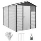 Outsunny 9'x6' Galvanised Metal Garden Shed - Grey
