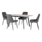 Seconique Avery Extending Dining Set - Concrete/Grey Velvet
