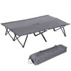 Outsunny Double Camping Folding Cot Outdoor Portable Sunbed , Grey
