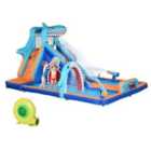 Outsunny 6 In 1 Kids Bouncy Castle W/ Slide, Pool, Trampoline
