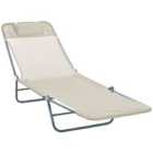 Outsunny Adjustable Sun Bed Garden Lounger - Beige