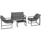 Outsunny 4 Pcs Garden Sofa Set, Grey