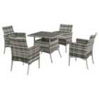 Outsunny 4 Seater Rattan Garden Furniture Set - Grey