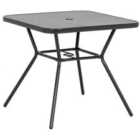 Outsunny Faux-marbled Patio Table With Umbrella Hole Steel Frame