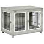 PawHut Dog Crate End Table with Soft Cushion, Double Door