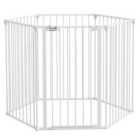 PawHut 2-in-1 Dog Pen, Safety Gate, 6 Panels - White