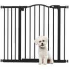 PawHut 74-94cm Adjustable Metal Pet Gate - Black