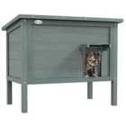 PawHut Outdoor Insulated Feral Cat House, Openable Roof - Grey